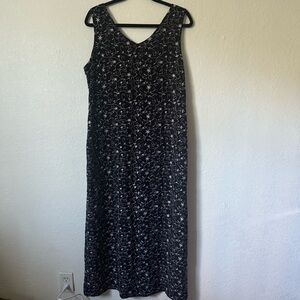 Vintage Laura Ashley Black and White Floral Patterned Maxi Dress